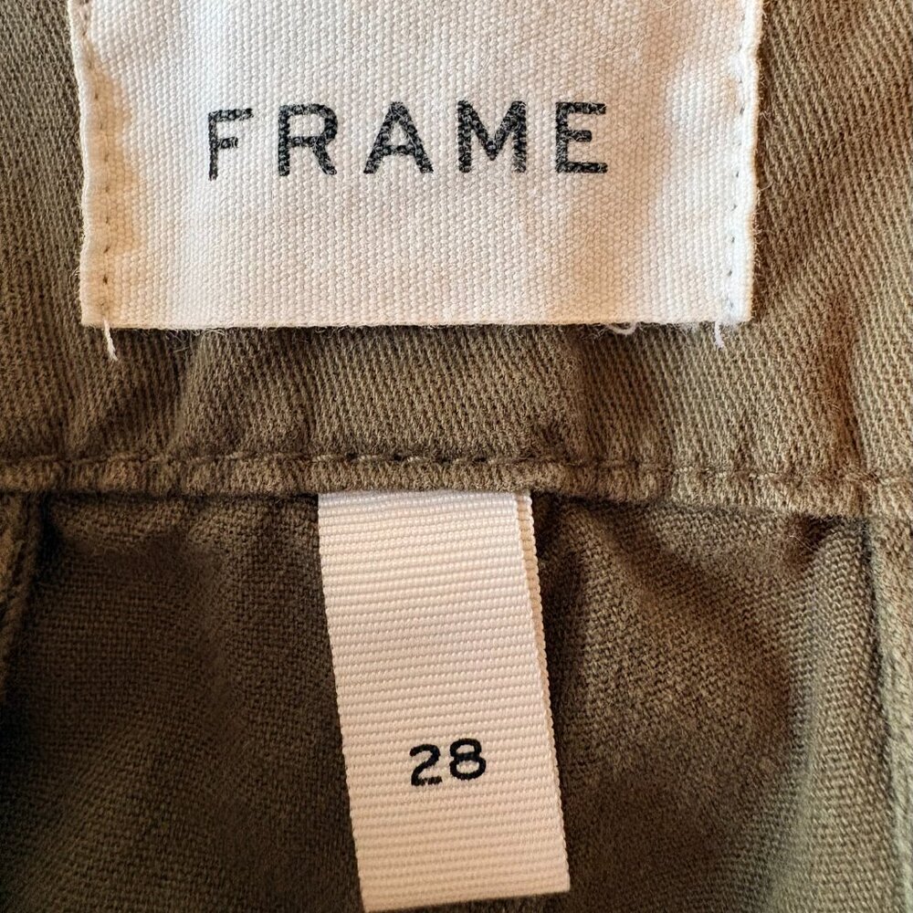FRAME Women’s Relaxed Cropped Utility Cargo Pants Size 28 Olive Green Cotton - Picture 4 of 7